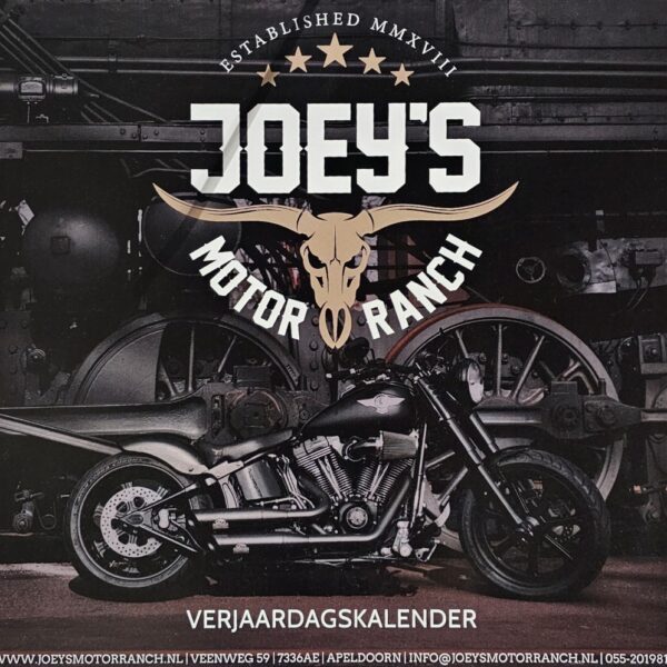 front-kalender-goed Joey's Motor Ranch Verjaardagskalender